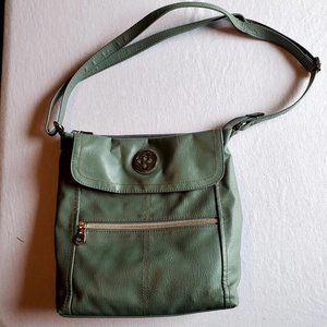 Relic Teal Leather/Faux Leather Cross-Body Bag